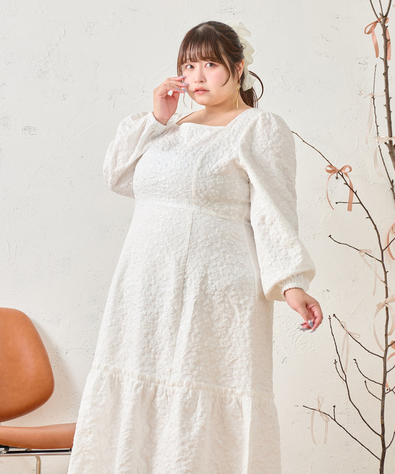 FLOWER JACQUARD ONEPIECE / フラワージャガードワンピース