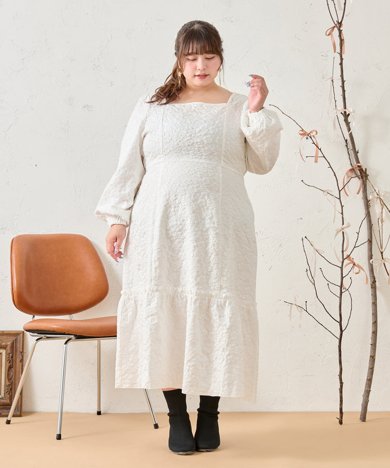 FLOWER JACQUARD ONEPIECE / フラワージャガードワンピース