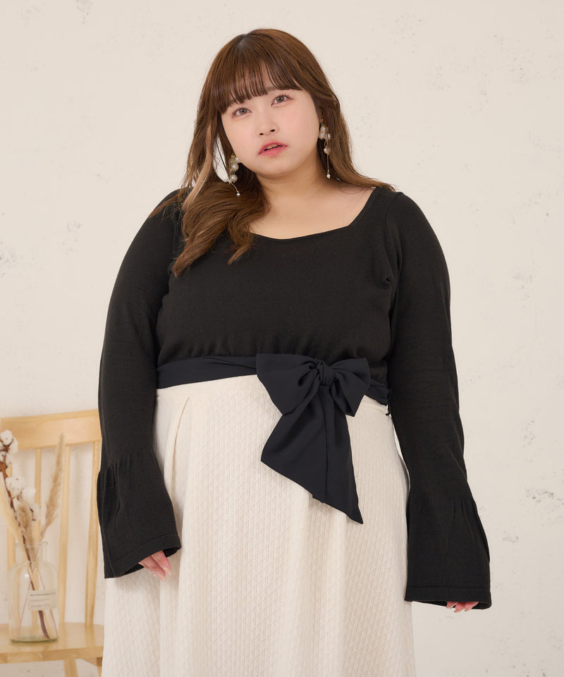 RIBBON DOCKING DRESS/リボンドッキングワンピース