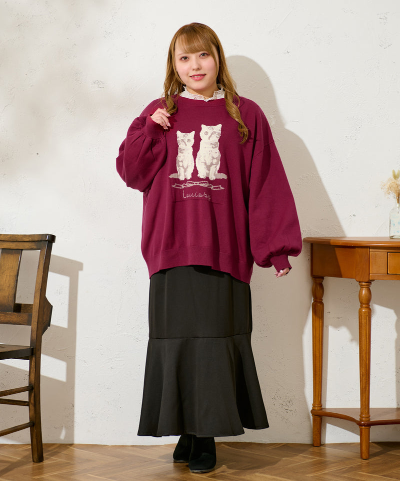 CAT DOG JACQUARD OVER KNIT / キャットドッグ ジャガードオーバーニット