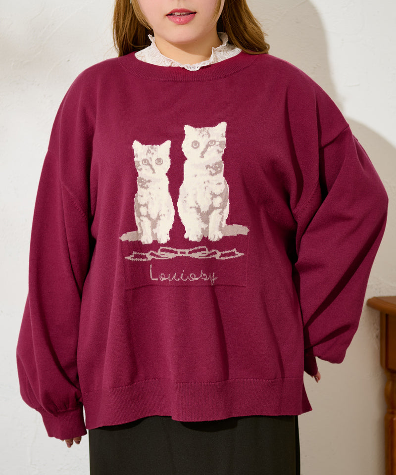 CAT DOG JACQUARD OVER KNIT / キャットドッグ ジャガードオーバーニット