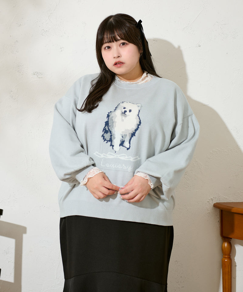 CAT DOG JACQUARD OVER KNIT / キャットドッグ ジャガードオーバーニット