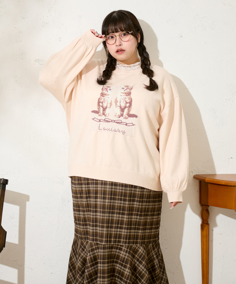 CAT DOG JACQUARD OVER KNIT / キャットドッグ ジャガードオーバーニット