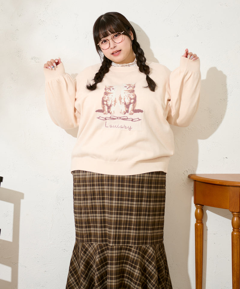 CAT DOG JACQUARD OVER KNIT / キャットドッグ ジャガードオーバーニット