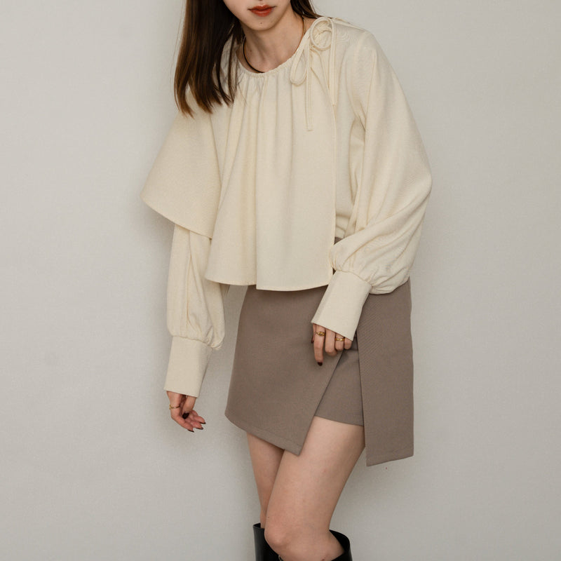 CAPE LAYERED BLOUSE / ケープレイヤードリボンブラウス