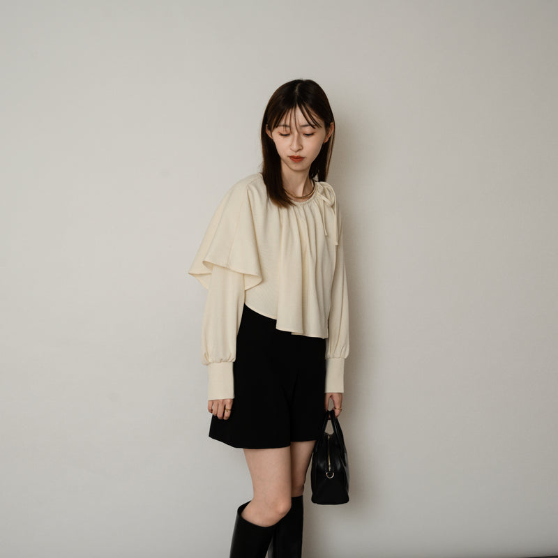 CAPE LAYERED BLOUSE / ケープレイヤードリボンブラウス