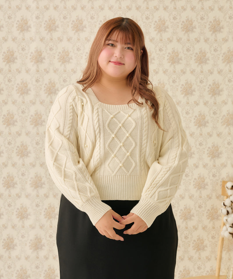 PEARL CABLE KNIT/パールケーブルニット