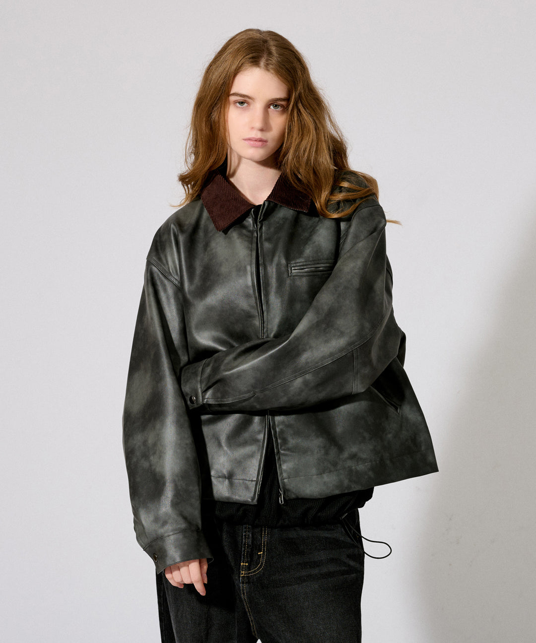 vintage like double zip flight jacket ビンテージライク合成