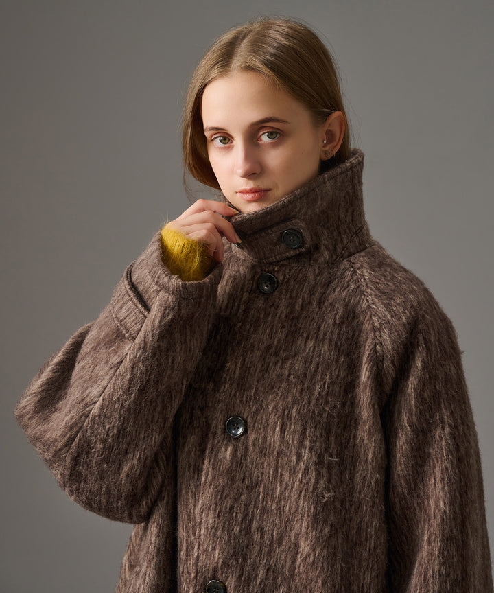 WETTEMPT｜ウィテンプト】MELANGE SHAGGY SOUTIEN COLLAR COAT