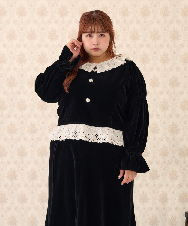 SET UP VELOR LACE PULLOVER/セットアップベロアレースプルオーバー|Louiosy ルオシー