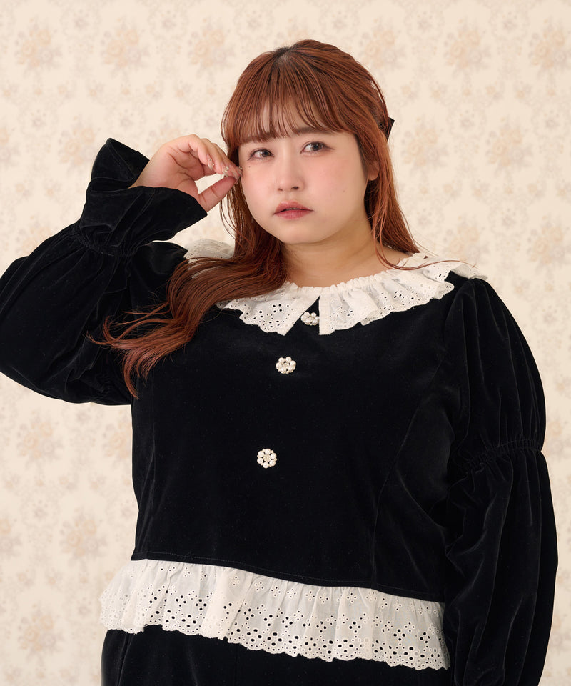 SET UP VELOR LACE PULLOVER/セットアップベロアレースプルオーバー