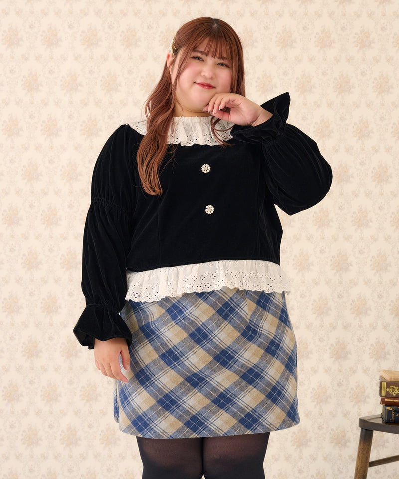 SET UP VELOR LACE PULLOVER/セットアップベロアレースプルオーバー