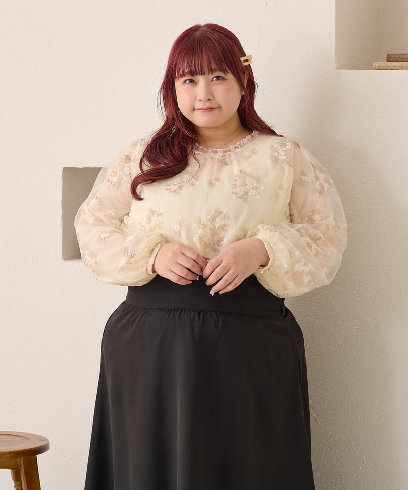EMBROIDERY TULLE BLOUSE/刺繍チュールブラウス
