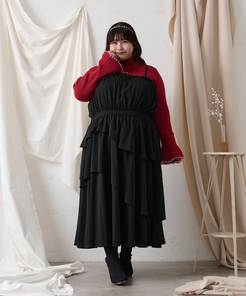 FLARE RIB MELLOW HIGENECK KINIT / フレアスリーブリブメローハイネックニット