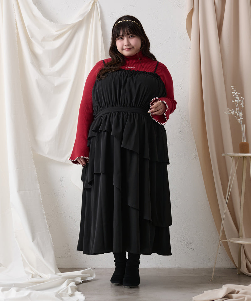 FLARE RIB MELLOW HIGENECK KINIT / フレアスリーブリブメローハイネックニット