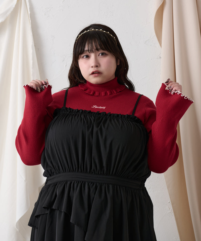 FLARE RIB MELLOW HIGENECK KINIT / フレアスリーブリブメローハイネックニット