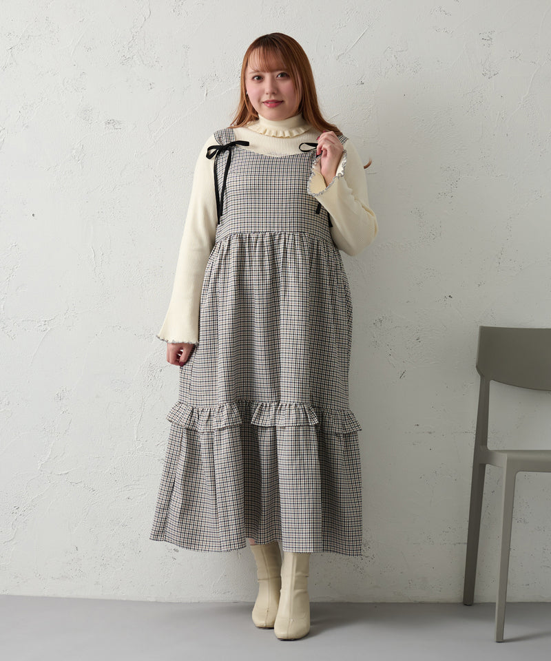 RIBBON TIERED CAMISOLE ONEPIECE / リボン付きティアードキャミワンピ