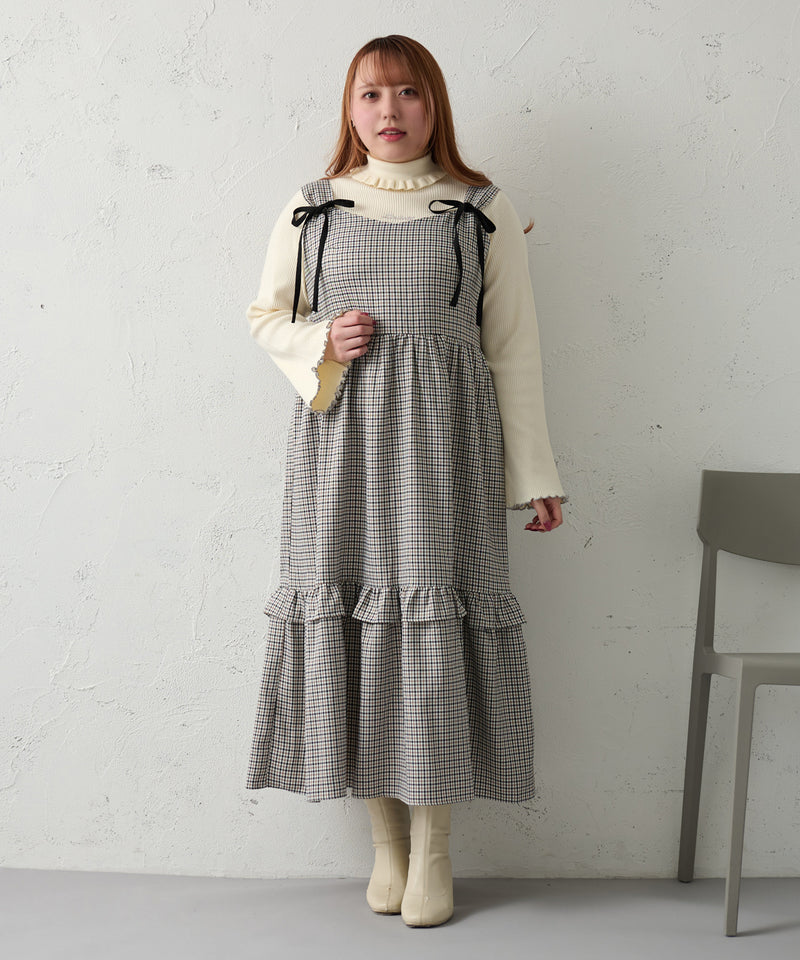 RIBBON TIERED CAMISOLE ONEPIECE / リボン付きティアードキャミワンピ