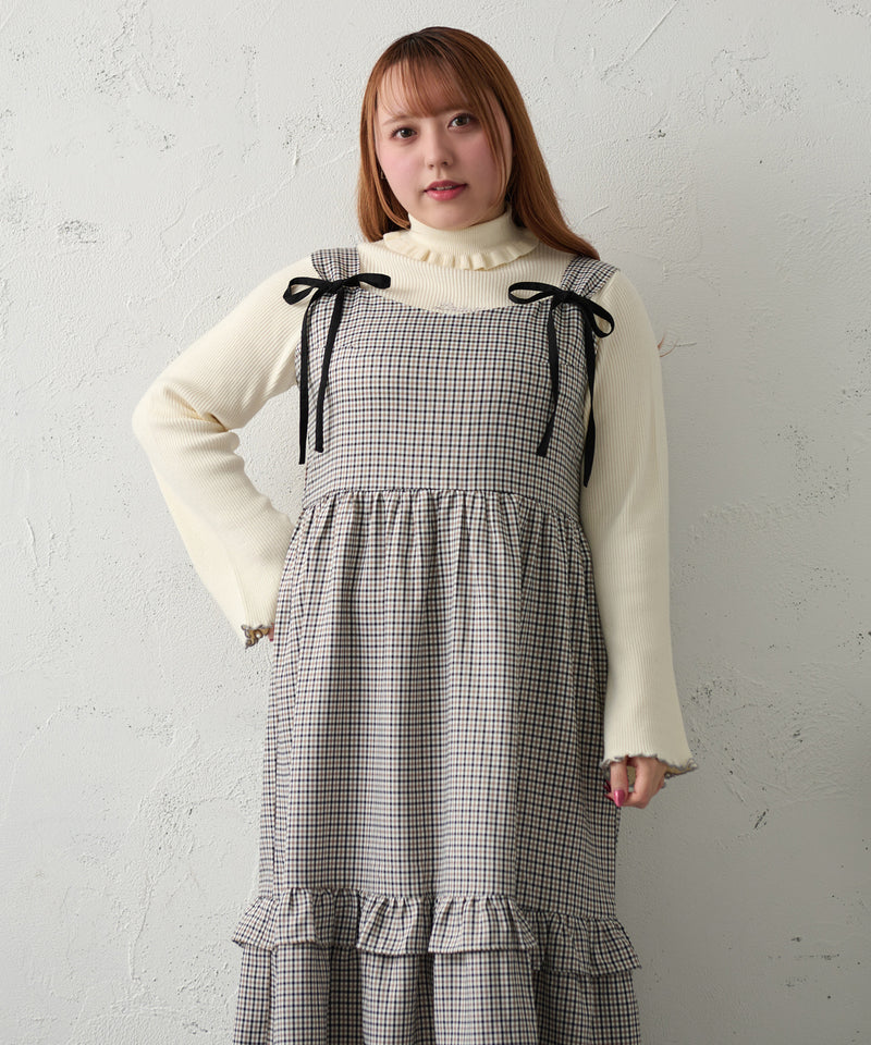 RIBBON TIERED CAMISOLE ONEPIECE / リボン付きティアードキャミワンピ