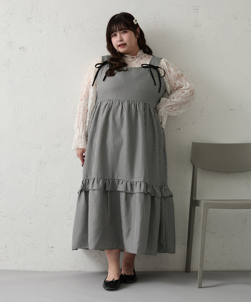 RIBBON TIERED CAMISOLE ONEPIECE / リボン付きティアードキャミワンピ