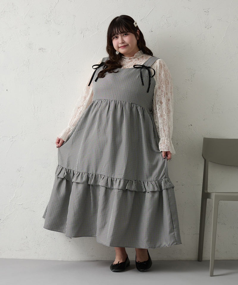 RIBBON TIERED CAMISOLE ONEPIECE / リボン付きティアードキャミワンピ