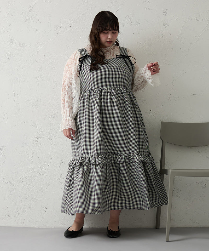 RIBBON TIERED CAMISOLE ONEPIECE / リボン付きティアードキャミワンピ