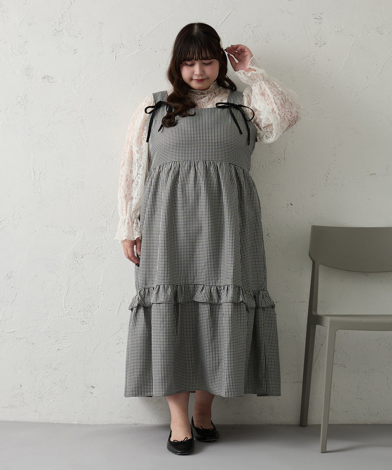 RIBBON TIERED CAMISOLE ONEPIECE / リボン付きティアードキャミワンピ