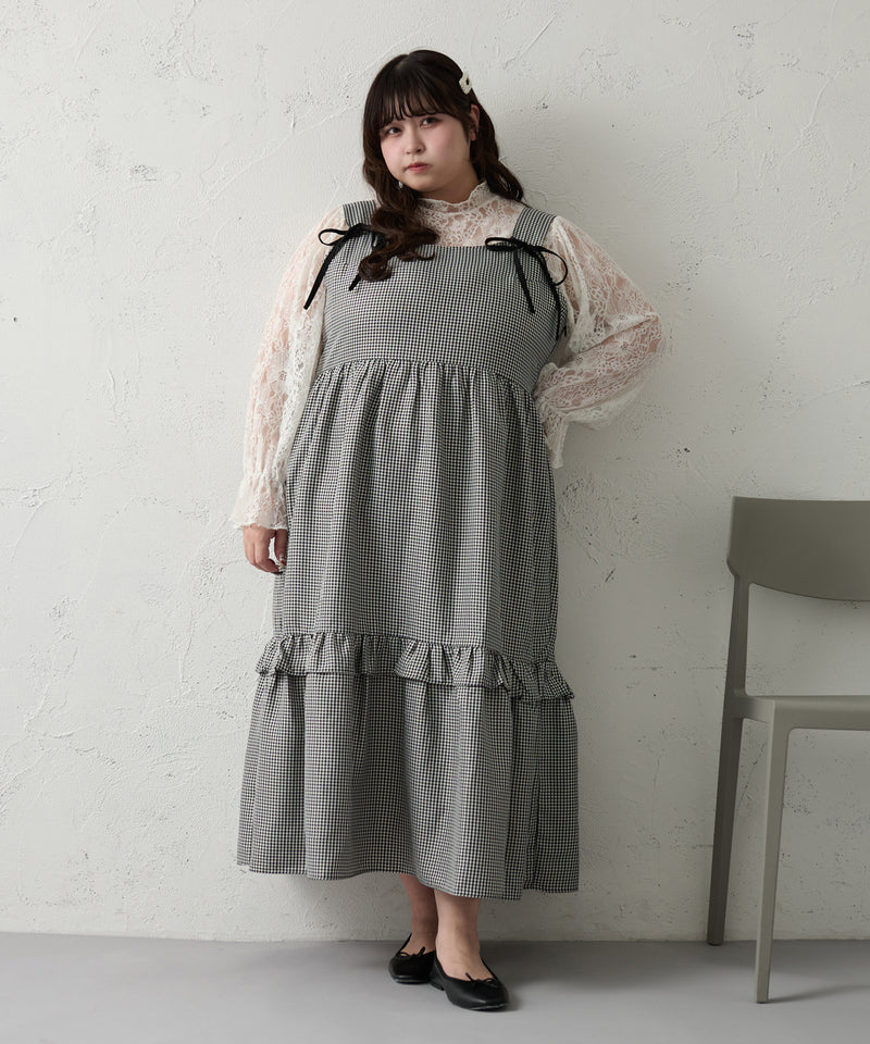 RIBBON TIERED CAMISOLE ONEPIECE / リボン付きティアードキャミワンピ