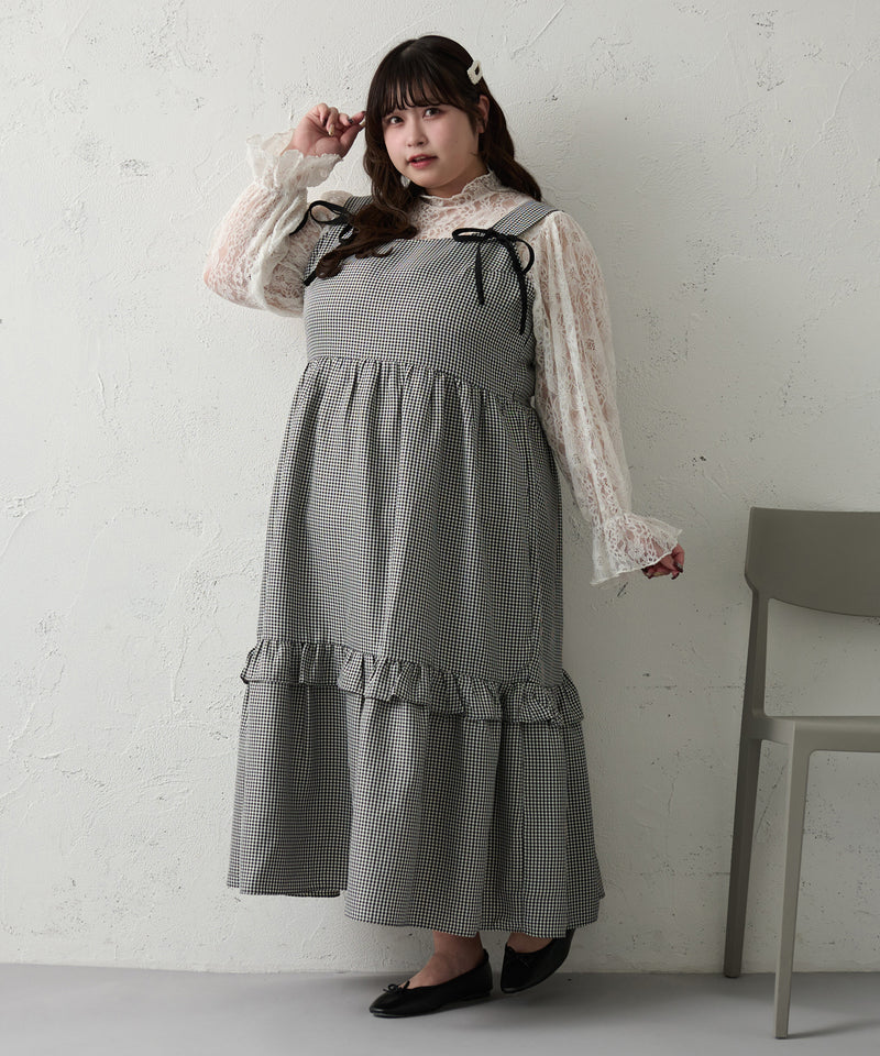 RIBBON TIERED CAMISOLE ONEPIECE / リボン付きティアードキャミワンピ