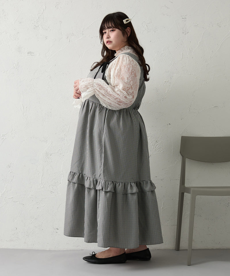 RIBBON TIERED CAMISOLE ONEPIECE / リボン付きティアードキャミワンピ