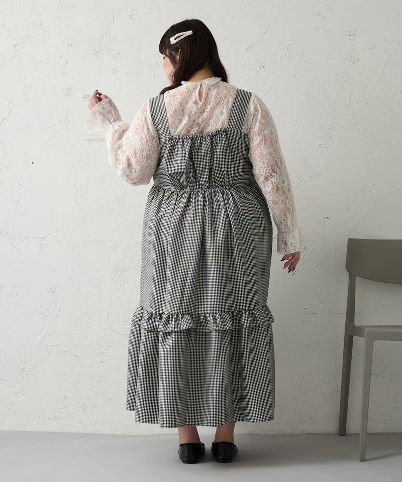 RIBBON TIERED CAMISOLE ONEPIECE / リボン付きティアードキャミワンピ