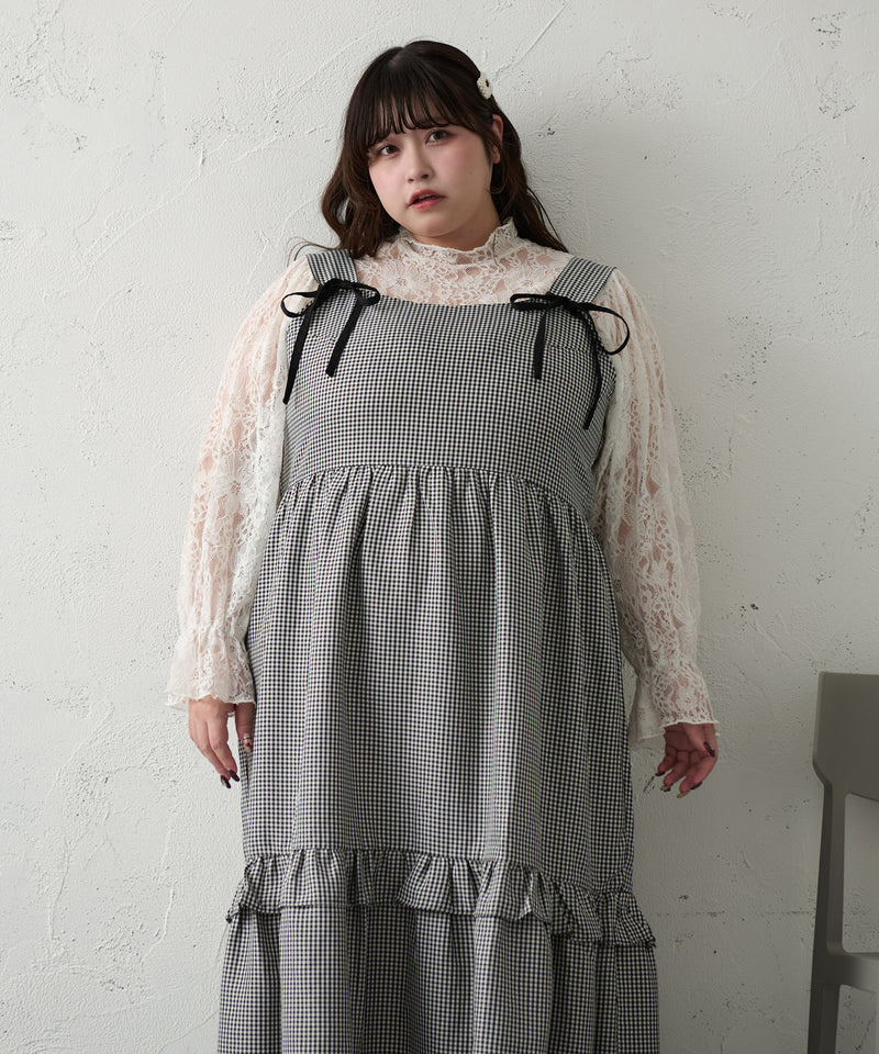 RIBBON TIERED CAMISOLE ONEPIECE / リボン付きティアードキャミワンピ