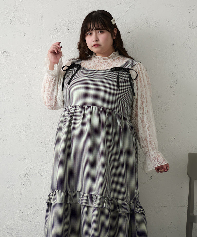 RIBBON TIERED CAMISOLE ONEPIECE / リボン付きティアードキャミワンピ