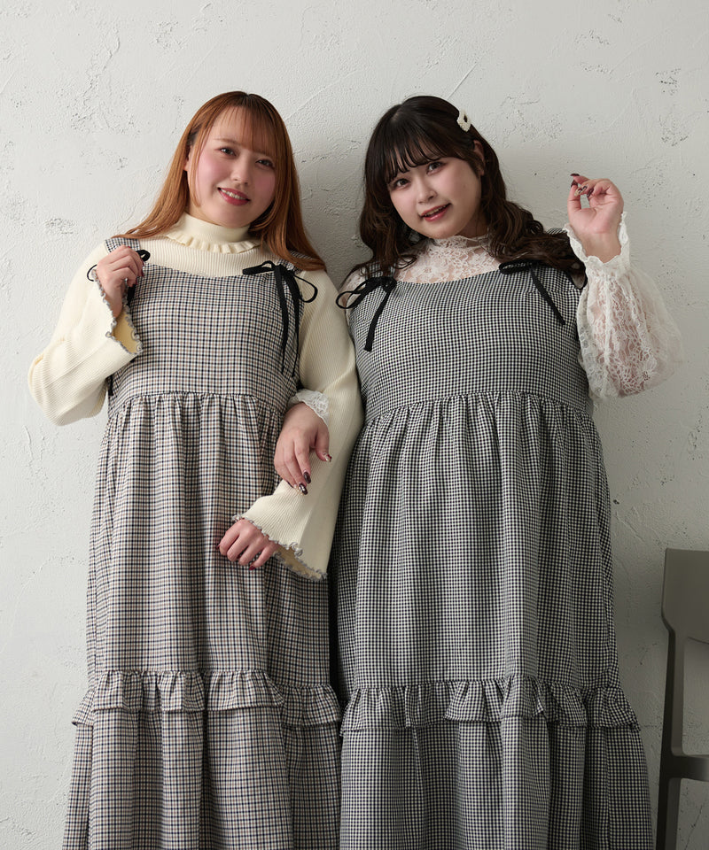 RIBBON TIERED CAMISOLE ONEPIECE / リボン付きティアードキャミワンピ