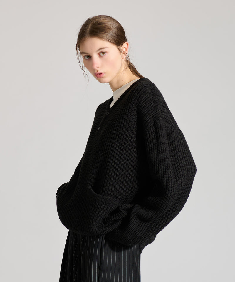 【WETTEMPT｜ウィテンプト】HENRY NECK RIB KNIT /ヘンリーネックリブニット