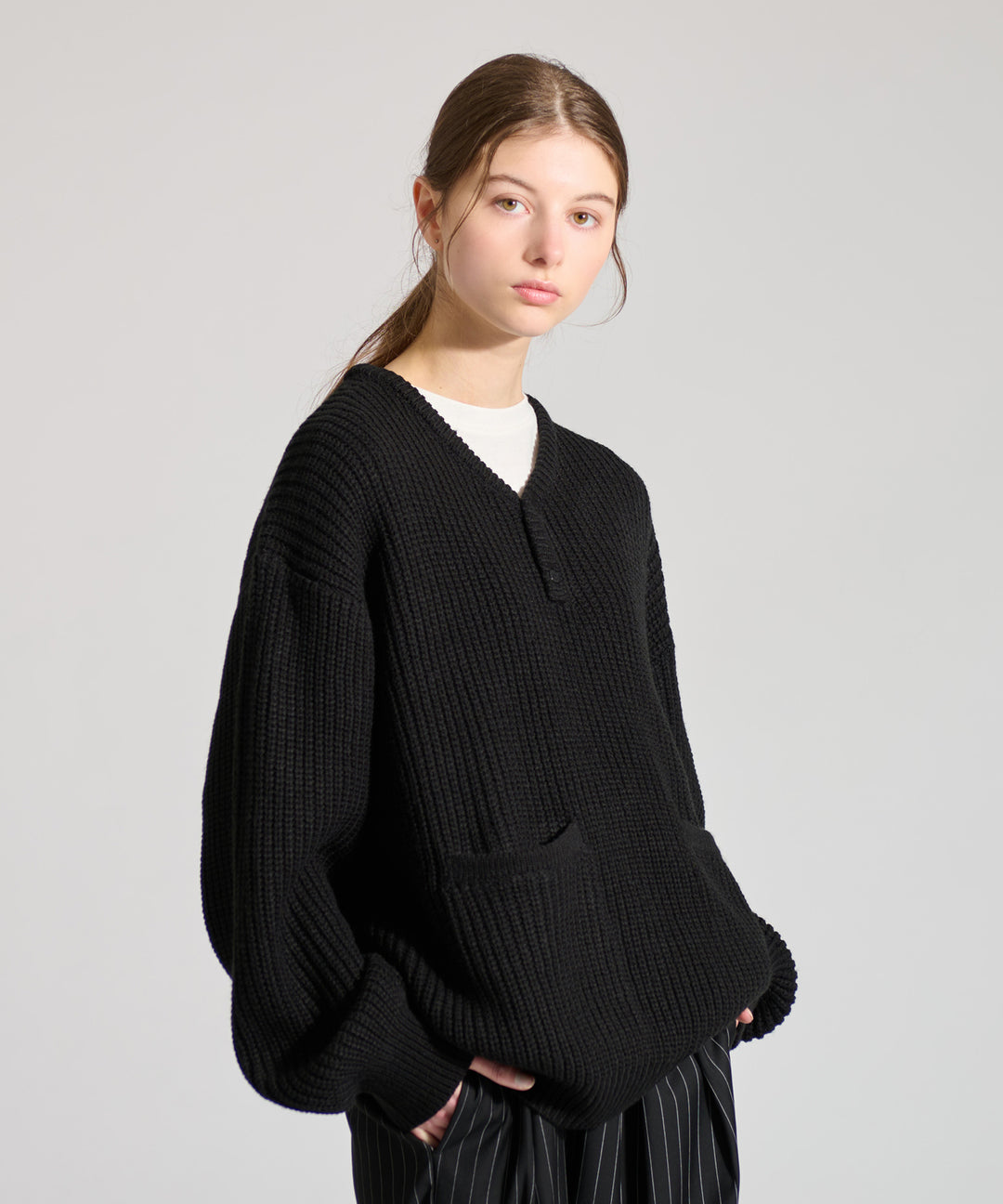 RIER Rib kint リブニット ブラック RIER Rib kint リブニット ブラック WETTEMPT｜ウィテンプト