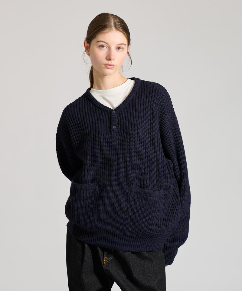 【WETTEMPT｜ウィテンプト】HENRY NECK RIB KNIT /ヘンリーネックリブニット