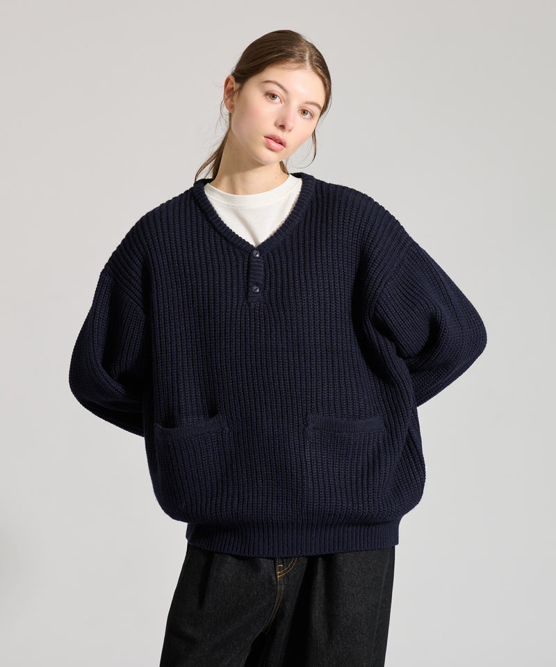 【WETTEMPT｜ウィテンプト】HENRY NECK RIB KNIT /ヘンリーネックリブニット