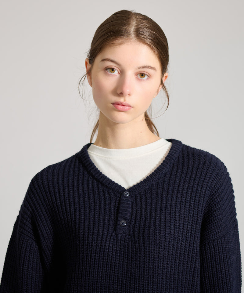 【WETTEMPT｜ウィテンプト】HENRY NECK RIB KNIT /ヘンリーネックリブニット