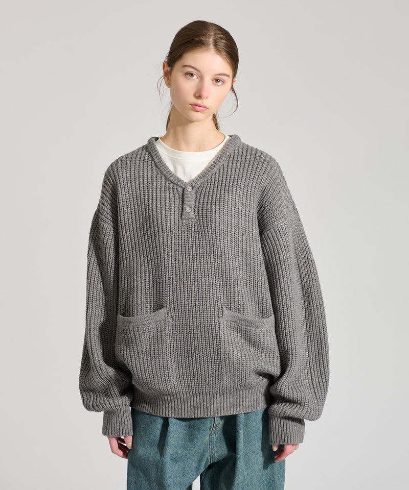 【WETTEMPT｜ウィテンプト】HENRY NECK RIB KNIT /ヘンリーネックリブニット