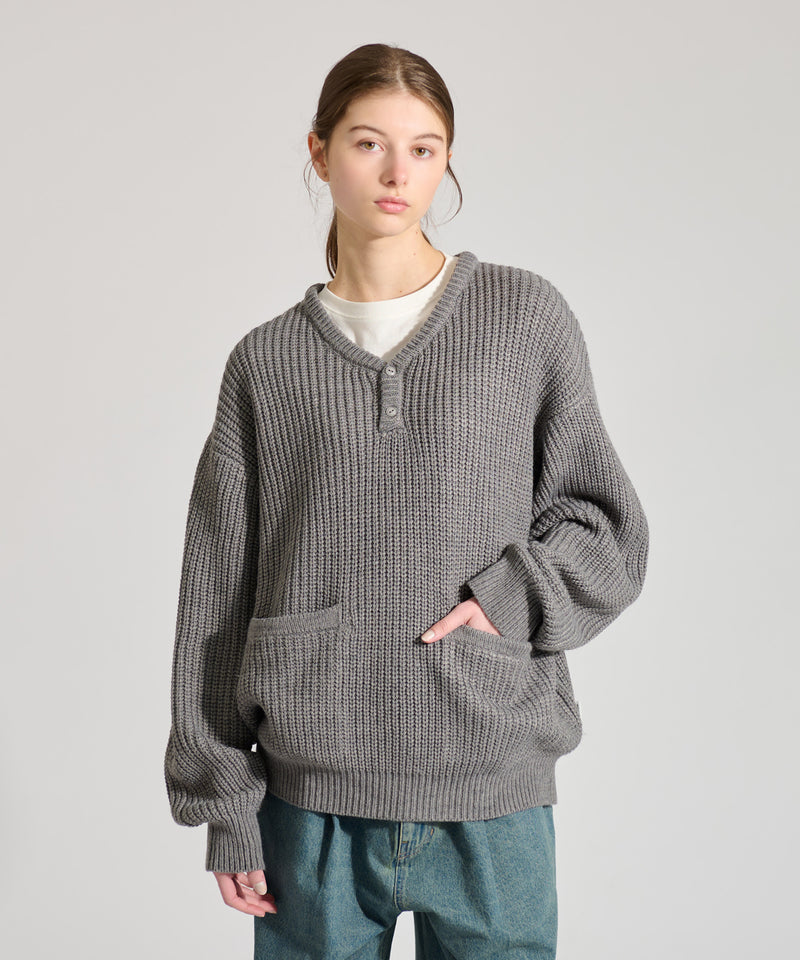 【WETTEMPT｜ウィテンプト】HENRY NECK RIB KNIT /ヘンリーネックリブニット