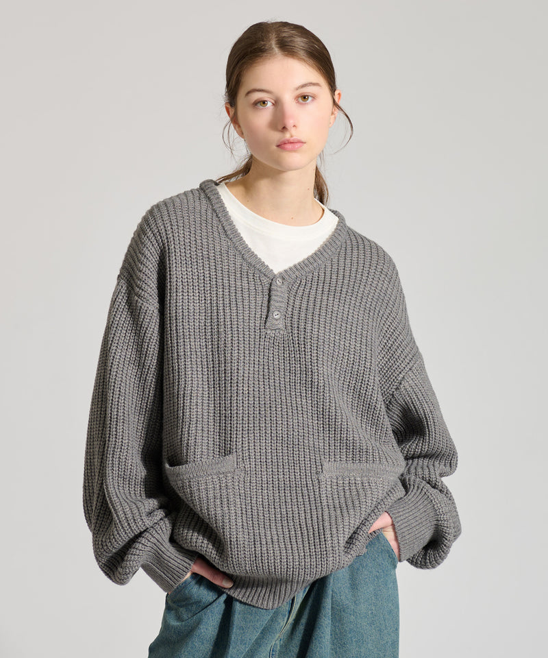 【WETTEMPT｜ウィテンプト】HENRY NECK RIB KNIT /ヘンリーネックリブニット