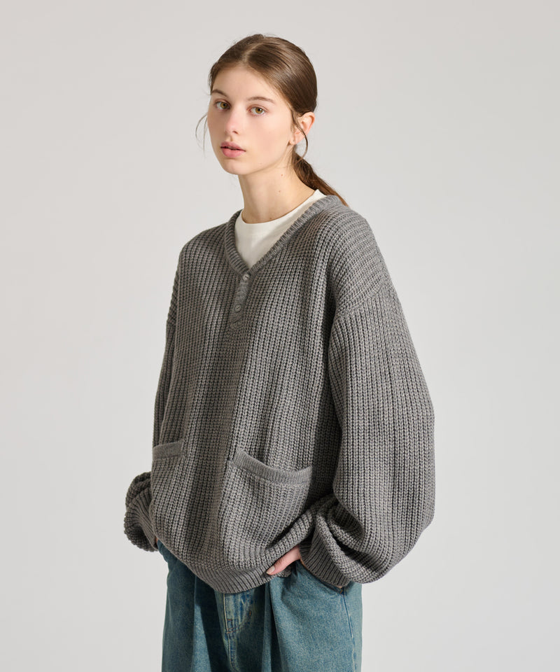 【WETTEMPT｜ウィテンプト】HENRY NECK RIB KNIT /ヘンリーネックリブニット