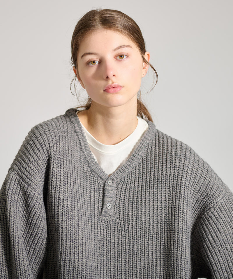 【WETTEMPT｜ウィテンプト】HENRY NECK RIB KNIT /ヘンリーネックリブニット