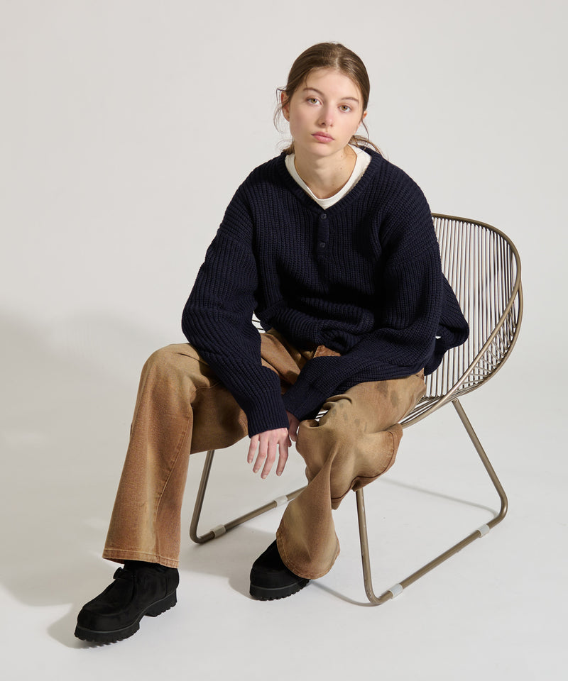 【WETTEMPT｜ウィテンプト】HENRY NECK RIB KNIT /ヘンリーネックリブニット