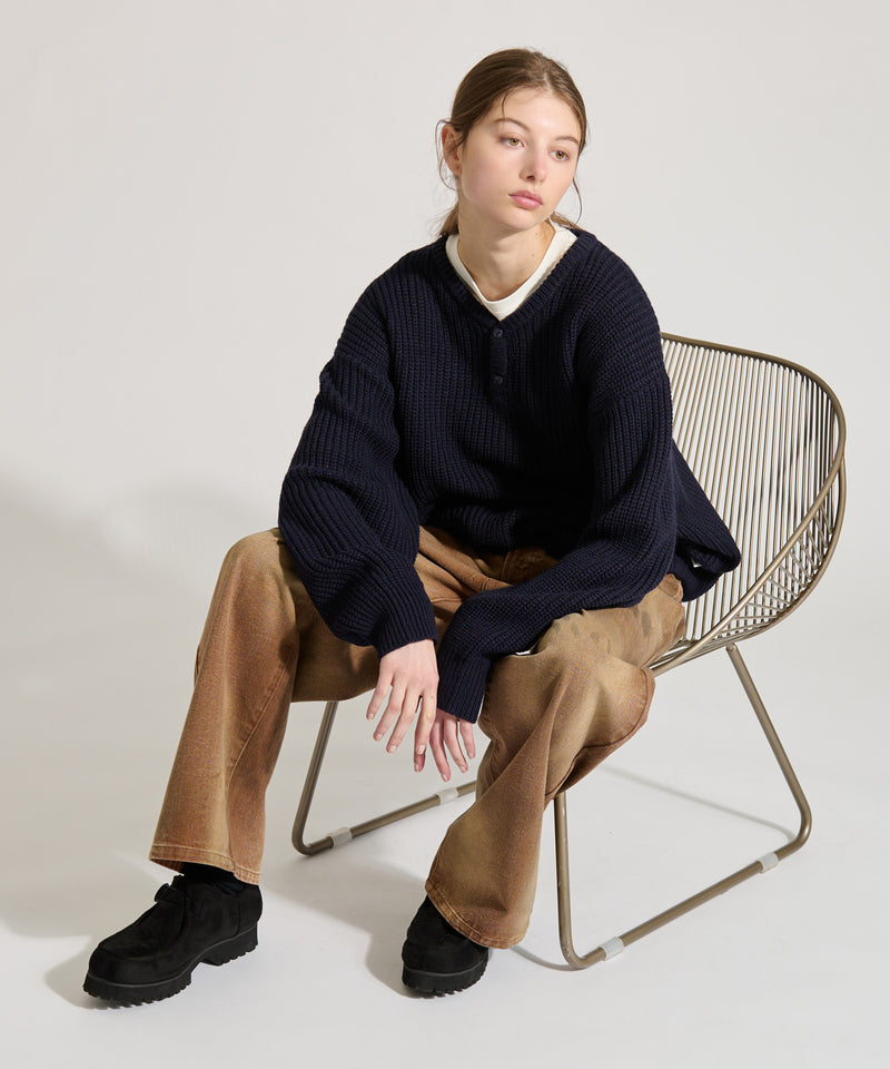 【WETTEMPT｜ウィテンプト】HENRY NECK RIB KNIT /ヘンリーネックリブニット