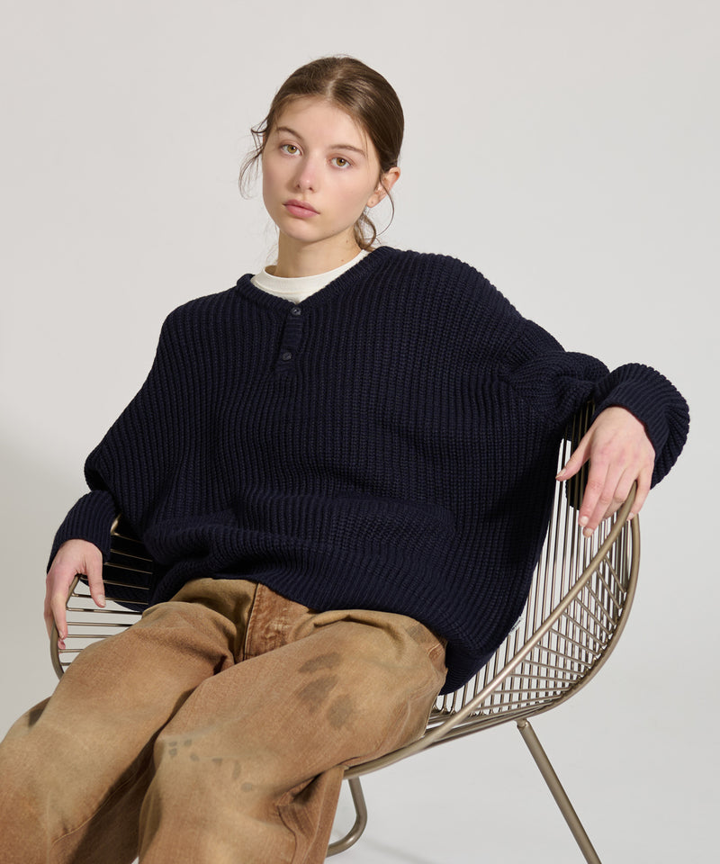 【WETTEMPT｜ウィテンプト】HENRY NECK RIB KNIT /ヘンリーネックリブニット