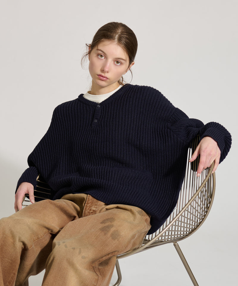 【WETTEMPT｜ウィテンプト】HENRY NECK RIB KNIT /ヘンリーネックリブニット