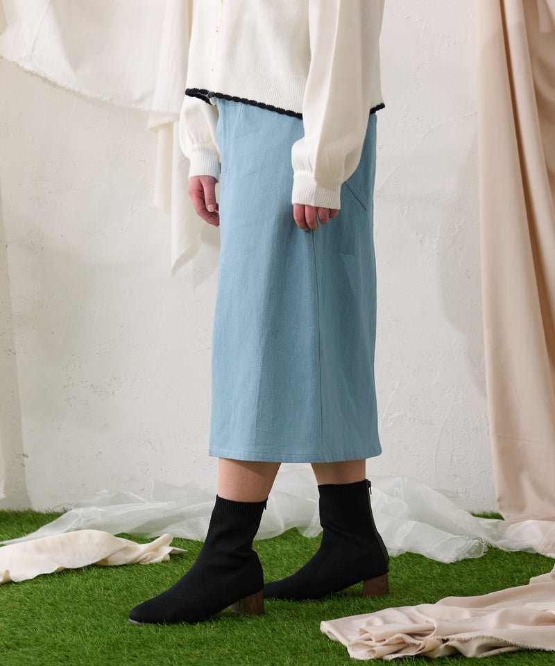 【予約商品】【大きいサイズ】PATCH DENIM NARROW SKIRT / オリジナルパッチデニムナロースカート