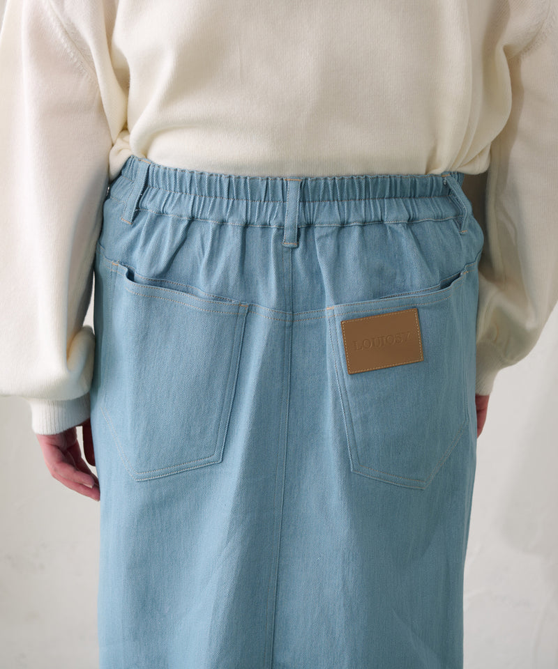 【予約商品】【大きいサイズ】PATCH DENIM NARROW SKIRT / オリジナルパッチデニムナロースカート